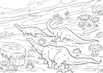 Coloring book for children with a dinosaur