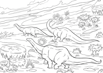 Fotobehang Dinosaurussen Coloring book for children with a dinosaur  © Михаил Пенькевич
