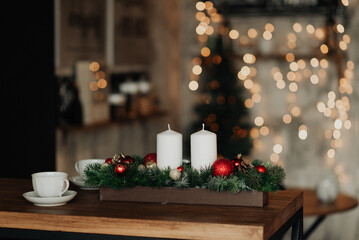 minimalistic new year. home decoration for new year and christmas.