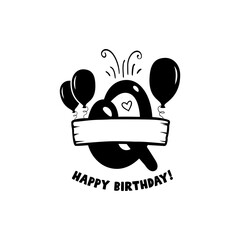 Initial Birthday Q Letter. Happy birthday monogram design with balloons. Alphabet Q template. Stock vector