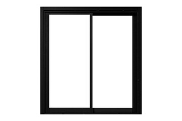 Black sliding aluminum window frame isolated on a white background