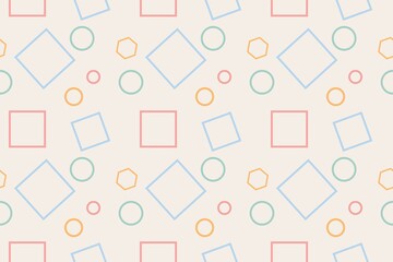 cute polygon line art seamless pattern