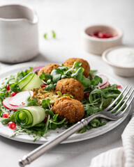 Falafel and fresh vegetables salad