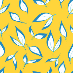  seamless pattern of leaves with green shadow on background. For fabrics, textiles, clothing, wallpaper, paper, backgrounds, flyers and invitations