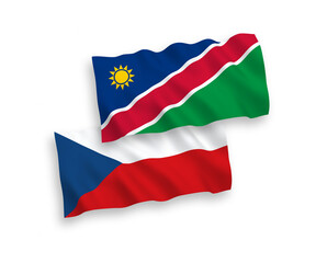 Flags of Czech Republic and Republic of Namibia on a white background