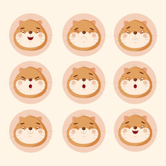 Set of cat emotions stickers cute vector illustration 
