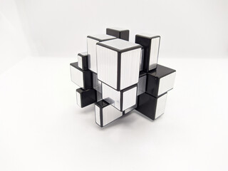 3D brain teaser on white background side view