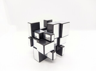 3D brain teaser on white background side view