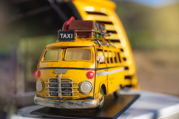 Yellow taxi cab miniature