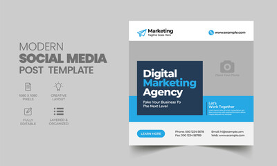 Modern promotion web banner for social media post template. minimalist square flyer for digital marketing 