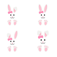 Cute kawaii rabbit face.Rabbit for a girl with a pink bow.