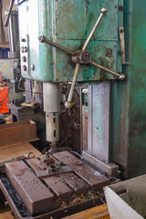 Drill and machine for drilling large technological holes in production