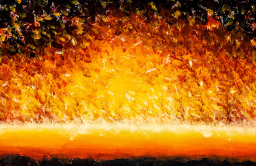 Orange gold Textur Impressionismus original Ölgemälde Kunst Hintergrund Landschaft Park Gasse Wald © weris7554