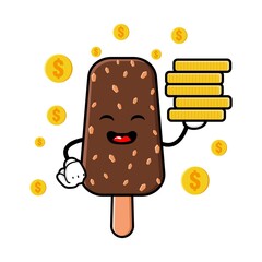 cute ice cream  cartoon mascot character funny expression