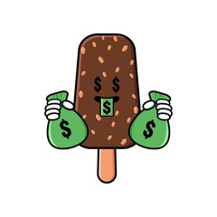 cute ice cream  cartoon mascot character funny expression
