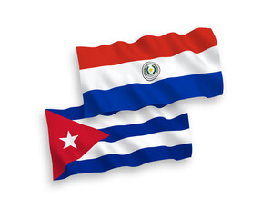 Flags of Paraguay and Cuba on a white background
