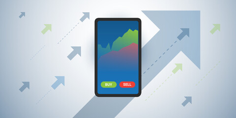 AI Powered Digital Business and Market Analysis, Stock Trading, Investment Helper Apps, Robo-Advisor Concept, Vector Illustration