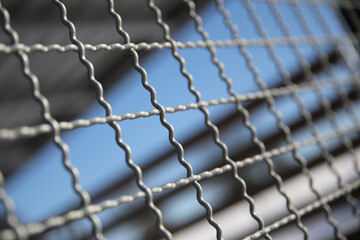 Detail of a metal fence construction.