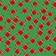 vector pattern with American football ball. flat image of a pattern with a brown leather oval ball. american football ball
