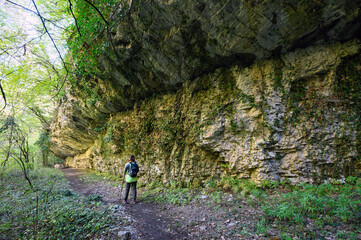 Obraz premium Trail at the Vikos Gorge, listed as the deepest gorge in the world by the Guinness Book of Records, in Epirus, Greece