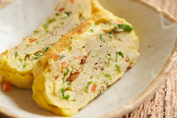 Egg roll on the plate 