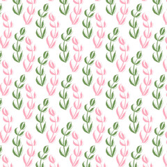 Abstract Pattern with elegant pink and green twigs