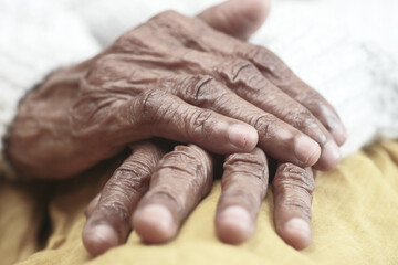 close up of hands of a elderly person 