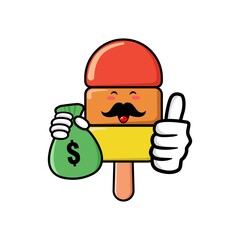 cute ice cream cartoon mascot character funny expression