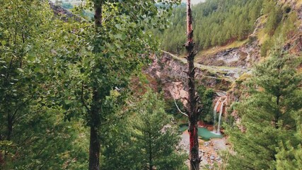 Abbottabad Poona Umbrella Waterfall (Small Waterfall) is closed for tourists due to landslides. the shot is panning from left to right.