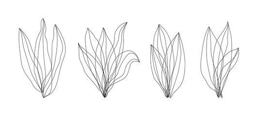 Leaves One Line Drawing Vector Set. Botanical Modern Single Line Art, Aesthetic Contour. Perfect for Home Decor, Wall Art Posters, or t-shirt Print, Mobile Case. Continuous Line Drawing of Leaves.	