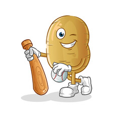 potato playing baseball mascot. cartoon vector