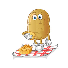 potato on a picnic cartoon. cartoon mascot vector
