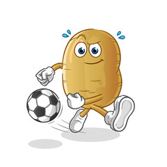 potato kicking the ball cartoon. cartoon mascot vector