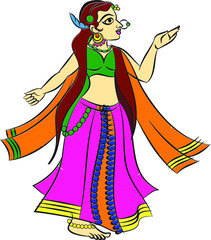 Lord's Gopika, Sevika, or lady servants in Indian mythology. for textile printing, logo, wallpaper