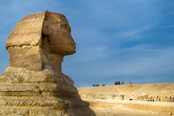 Cairo, Egypt - 03 Feb 2021. Great pyramids of ancient Egypt in Giza, Cairo