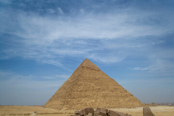 Fototapeta na wymiar Cairo, Egypt - 09 Feb 2021. Great pyramids of ancient Egypt in Giza, Cairo