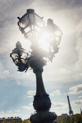 Lantern on Alexander's third bridge in Paris. France - 418088762