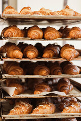 fresh baked croissant in oven