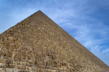 Cairo, Egypt - 09 Feb 2021. Great pyramids of ancient Egypt in Giza, Cairo