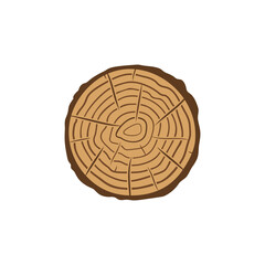 Saw Cut Tree Trunk with Tree Rings vector concept colored icon or sign