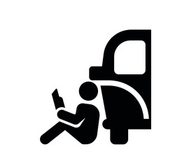 Man reading book vector icon. Editable stroke. Symbol in Line Art Style for Design, Presentation, Website or Apps Elements, Logo. Pixel vector graphics - Vector