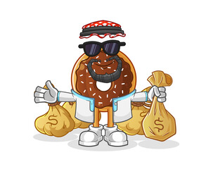 chocolate donut rich arabian mascot. cartoon vector