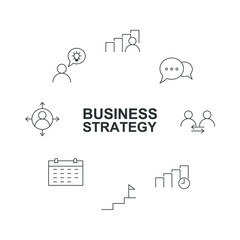 business strategy set icon, isolated business strategy set sign icon, vector illustration