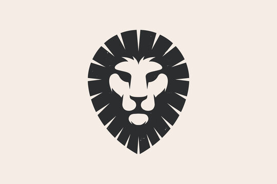Lion Head Pin Vector Vintage Logo
