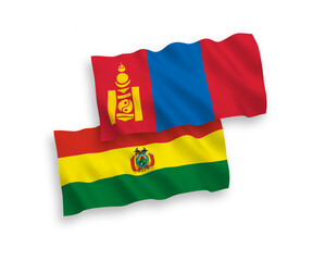 Flags of Bolivia and Mongolia on a white background