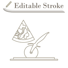 Pizza With Knife Icon