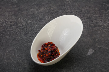 Fried chili pepper sauce with oil