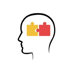 head icon and puzzle ideas on a white background, vector illustration