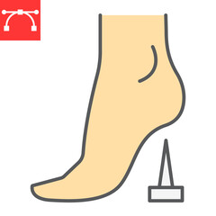 Tetanus color line icon, vaccination and foot and nail, lockjaw vector icon, vector graphics, editable stroke filled outline sign, eps 10.