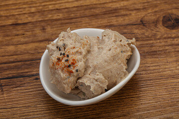 Herring butter spread in the bowl